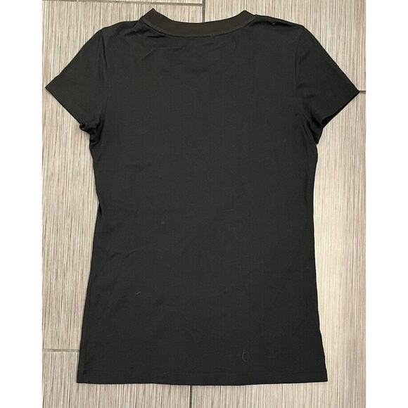Gap Womens Black Short Sleeve Tshirt With Ruffle Front Size Small Pima Modal - Picture 4 of 5